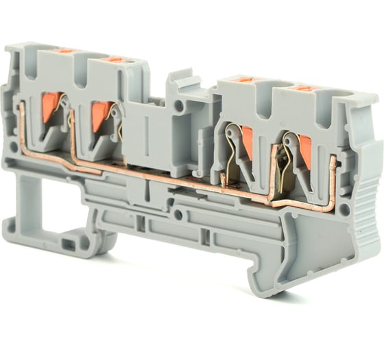 Изображение товара Пружинный 4-проводной проходной зажим STEKKER ЗНИ - 4 ,jxb pt 4, серый ld574-1-40, 49246
