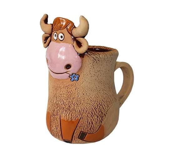 Изображение товара Кашпо КЕРАМИКА ЗОЛОТОЕ Бычок с цветком керамика, h-21.5 см, 1.1 л 060859