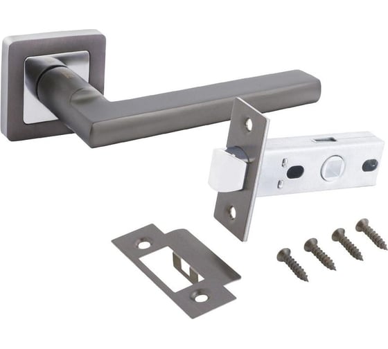 Изображение товара Ручка АЛЛЮР комплект ручка и защелка АРТ ВЕНСАН MBN+L45-8 MBN (2640/S45) графит 14664