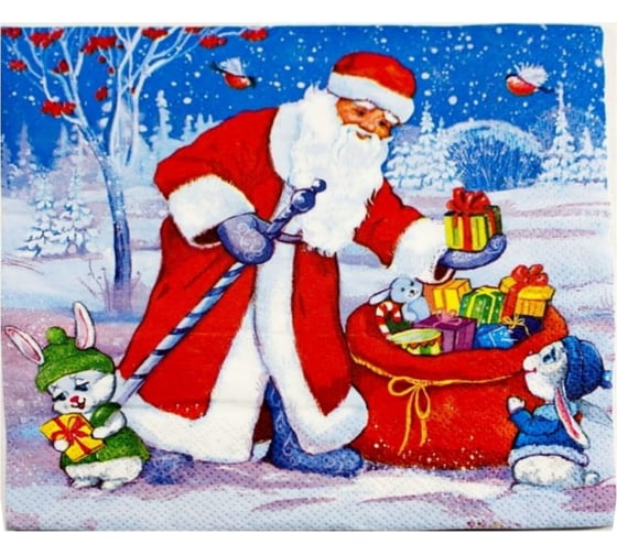 Изображение товара Бумажные салфетки EUROHOUSE 33х33 см, 2-слойные, 15 шт., новогодняя ночь нг 16018