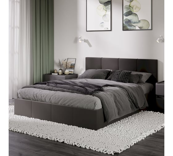 Изображение товара Кровать с мягкой обивкой и заглушиной ТриЯ Лора (1600) с ПМ, велюр Confetti Stone 244091