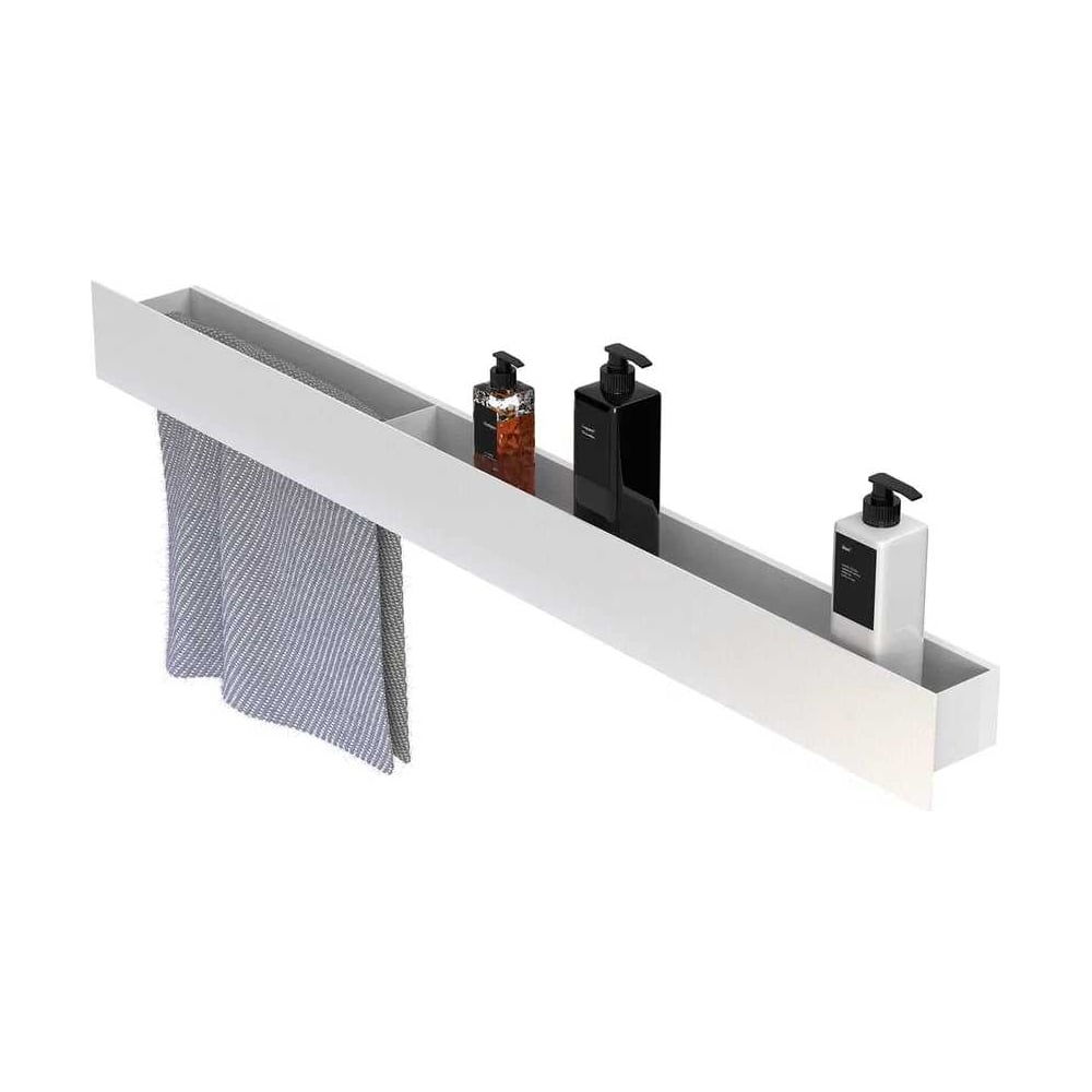 Изображение товара Полка Граф Держалкин Skyline double 100x9,2x9 полотенцедержатель слева белый Fl-sky-d100л-б