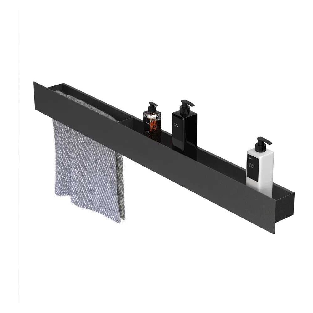 Изображение товара Полка Граф Держалкин Skyline double 100x9,2x9 полотенцедержатель слева черный Fl-sky-d100л-ч