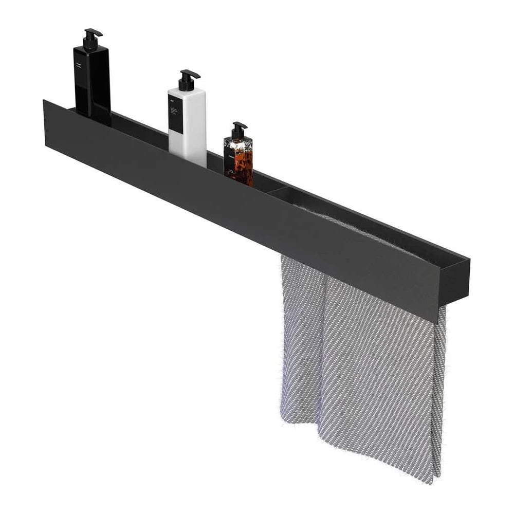 Изображение товара Полка Граф Держалкин Skyline double 100x9,2x9 полотенцедержатель справа черный Fl-sky-d100пр-ч