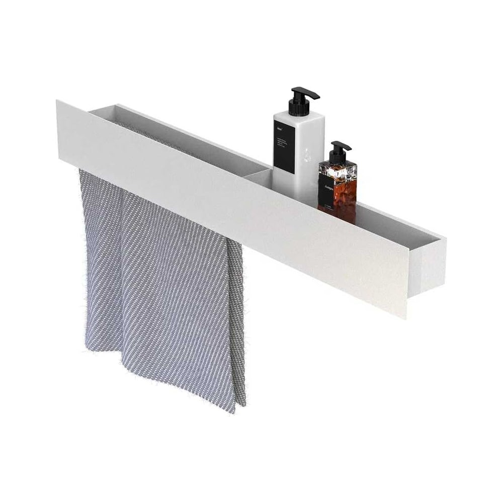 Изображение товара Полка для ванной или кухни Skyline double 70x9,2x9 белая металл лофт