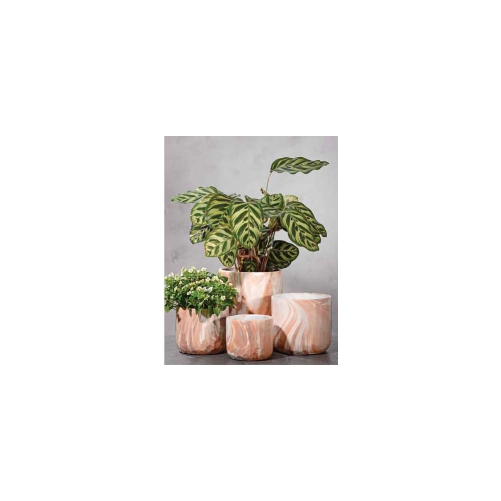 Изображение товара Керамическое напольное кашпо SCHEURICH Kübel LINO d18 h17 см теплая мраморная отделка