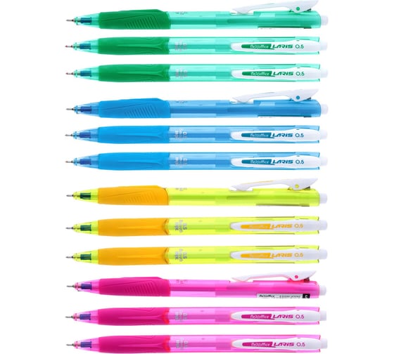 Изображение товара Автоматическая ручка с масляными чернилами Flexoffice laris синяя, 12 шт. FO-GELB014MIX BLUE