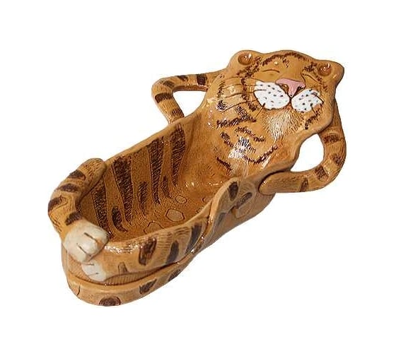 Изображение товара Кашпо КЕРАМИКА ЗОЛОТОЕ Тигр на спинке, необычное глазурованное, 10х27х9 см, 0.5 л 063886