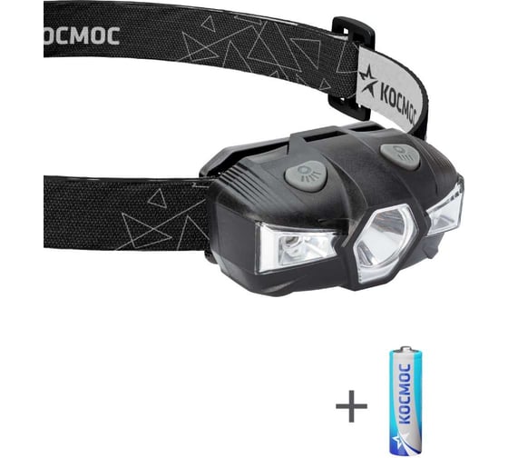 Изображение товара Налобный фонарь КОСМОС 1ВтLED+красный свет/1xAA (R6) в комплекте/корпус ABS-пластик KOC517B