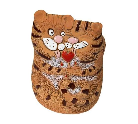 Изображение товара Кашпо КЕРАМИКА ЗОЛОТОЕ Тигрята с леденцом, для цветов, 15х12х9 см, 0.7 л 063883