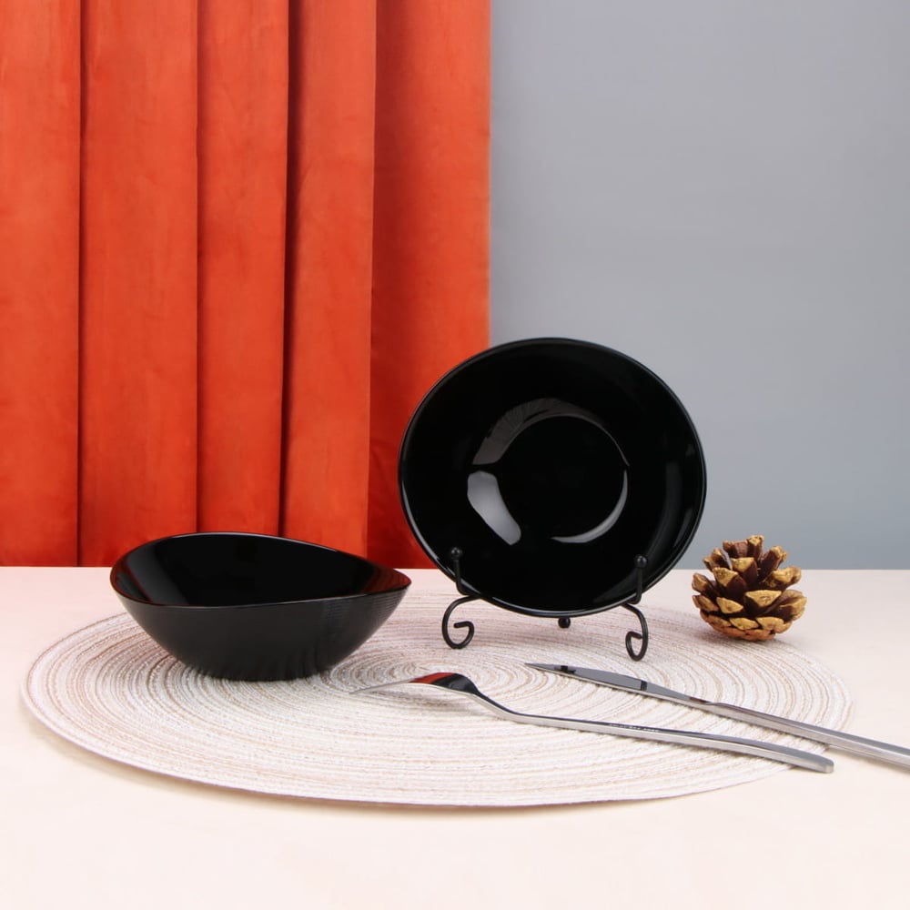 Салатник Arya Home ellipse из опалового стекла, черный 8680943224101