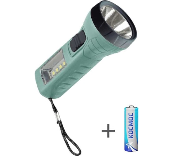 Изображение товара Ручной фонарь КОСМОС 0,5ВтLED+4SMD(1Вт)/1xAA (R6) в комплекте/ABS-пластик/ремешок ручной KOC123B