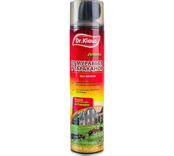 Изображение товара Аэрозоль от муравьев тараканов и других ползающих насекомых Dr.Klaus 600 мл DK06250011