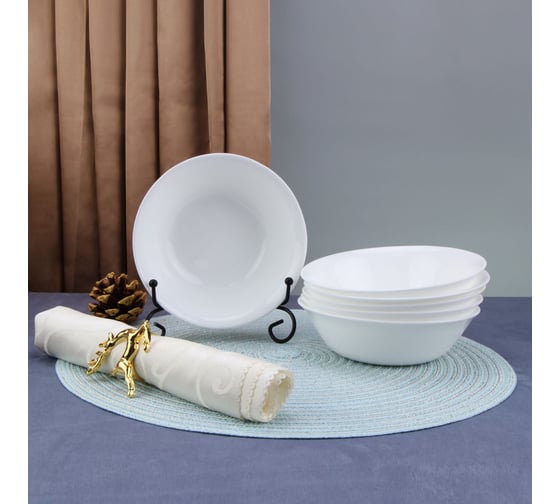 Изображение товара Салатник Arya Home globe из опалового стекла, 6 предметов, белый 8680943223999