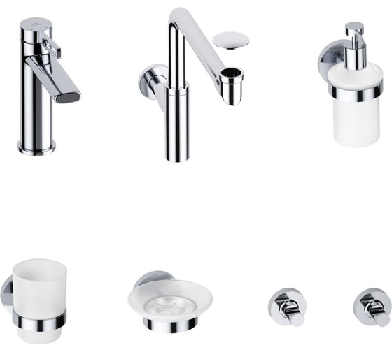 Изображение товара Смеситель для раковины в ванную комнату Wellsee ONCE! and forever в наборе 7 в 1 201000286