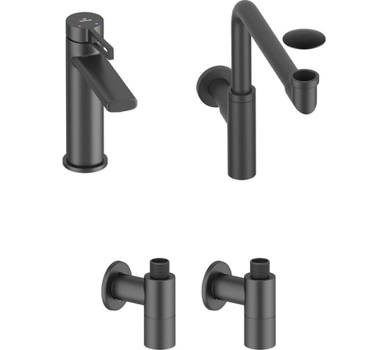 Изображение товара Смеситель для раковины в ванную комнату Wellsee ONCE! and forever в наборе 4 в 1 201000207