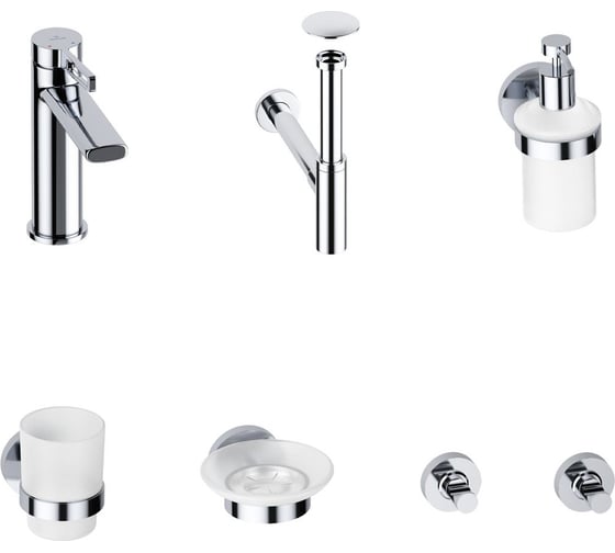 Изображение товара Смеситель для раковины в ванную комнату Wellsee ONCE! and forever в наборе 7 в 1 201000281