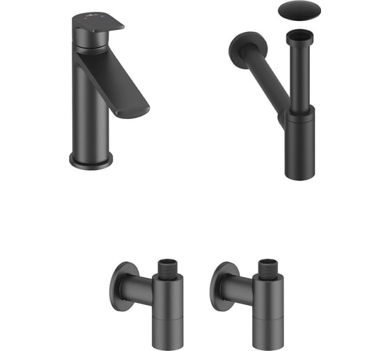 Изображение товара Смеситель для раковины в ванную комнату Wellsee ICON! for life в наборе 4 в 1 201000122