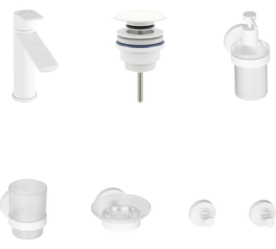 Изображение товара Смеситель для раковины в ванную комнату Wellsee ICON! for life в наборе 6 в 1 201000225