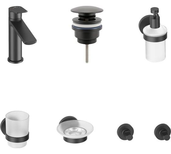 Изображение товара Смеситель для раковины в ванную комнату Wellsee ICON! for life в наборе 6 в 1 201000222