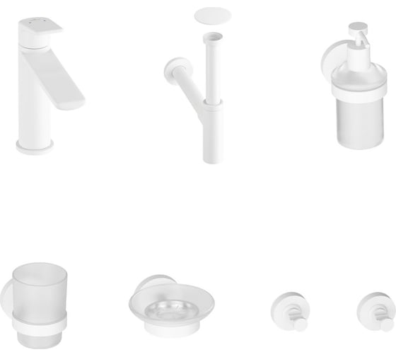 Изображение товара Смеситель для раковины в ванную комнату Wellsee ICON! for life в наборе 7 в 1 201000260