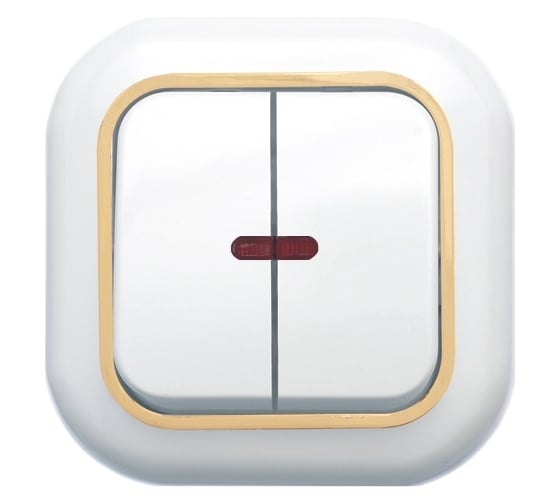 Изображение товара Выключатель Кунцево-Электро ВАЛЕНТИНА скрытой установки двухклавишный с подсветкой С56-175 З 7650