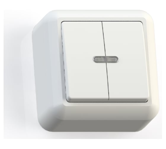 Изображение товара Выключатель Кунцево-Электро ОПТИМА открытой установки, двухклавишная с подсветкой 10А А510-387 8004