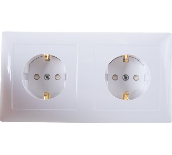 Изображение товара Розетка Кунцево-Электро СЕЛЕНА скрытой установки, двухместная с з/к и з/ш РС16-401М 8124