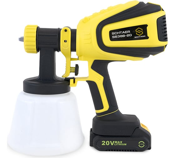Изображение товара Аккумуляторный окрасочный пистолет SCHTAER DC 20V/2.0Ah, сопло 2.0 S638B-20