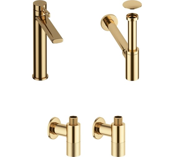 Изображение товара Высокий смеситель для накладной раковины Wellsee ONCE! and forever в наборе 4 в 1 201000138