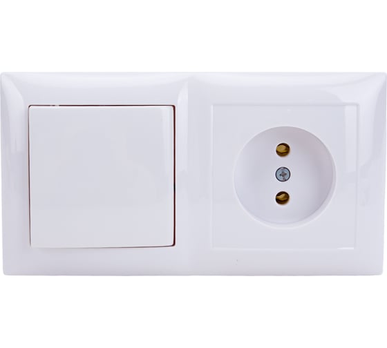 Изображение товара Комбинированный блок Кунцево-Электро СЕЛЕНА скрытой установки выключатель+розетка БКВР-408 8200