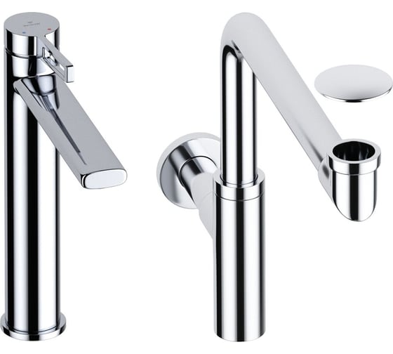 Изображение товара Высокий смеситель для накладной раковины Wellsee ONCE! and forever в наборе 3 в 1 201000116