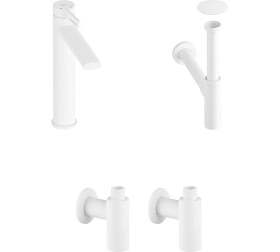 Изображение товара Высокий смеситель для накладной раковины Wellsee ONCE! and forever в наборе 4 в 1 201000200