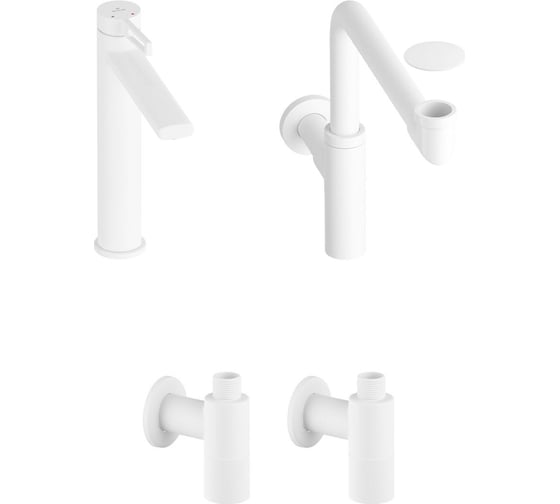 Изображение товара Высокий смеситель для накладной раковины Wellsee ONCE! and forever в наборе 4 в 1 201000220