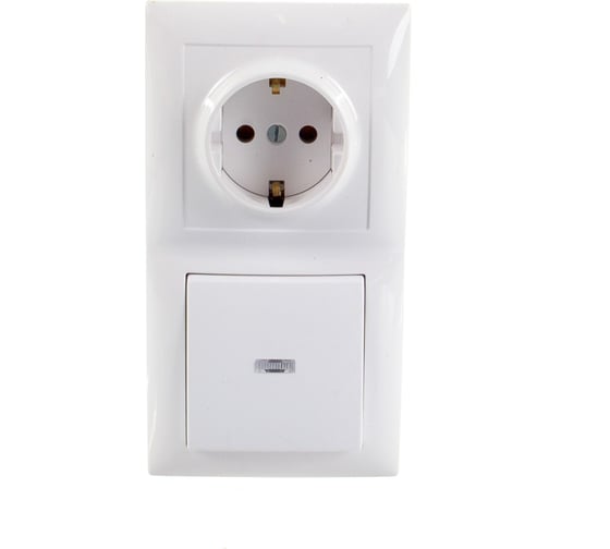 Изображение товара Комбинированный блок Кунцево-Электро СЕЛЕНА скрытой установки выключатель с подсветкой +розетка БКВР-420 8216