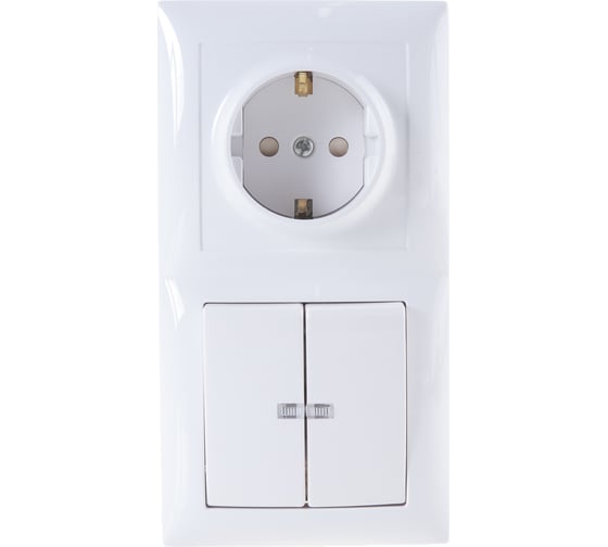 Изображение товара Комбинированный блок Кунцево-Электро СЕЛЕНА скрытой установки выключатель с подсветкой+розетка БКВР-424 8214