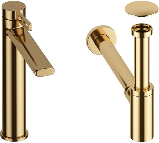 Изображение товара Высокий смеситель для накладной раковины Wellsee ONCE! and forever в наборе 3 в 1 201000038