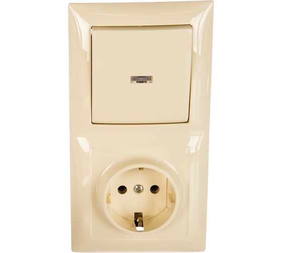 Изображение товара Комбинированный блок Кунцево-Электро СЕЛЕНА скрытой установки выключатель с подсветкой+розетка БКВР-420 8185