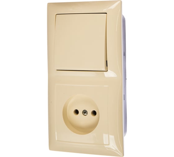 Изображение товара Комбинированный блок Кунцево-Электро СЕЛЕНА скрытой установки выключатель+розетка БКВР-408 с/к 8170