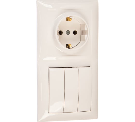 Изображение товара Комбинированный блок Кунцево-Электро СЕЛЕНА скрытой установки выключатель+розетка с з/к БКВР-413 8209