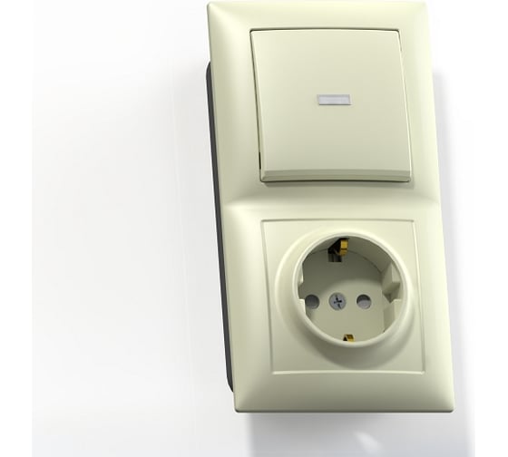 Изображение товара Комбинированный блок Кунцево-Электро СЕЛЕНА скрытой установкой выключатель с подсветкой+розетка БКВР-423с/к 8182