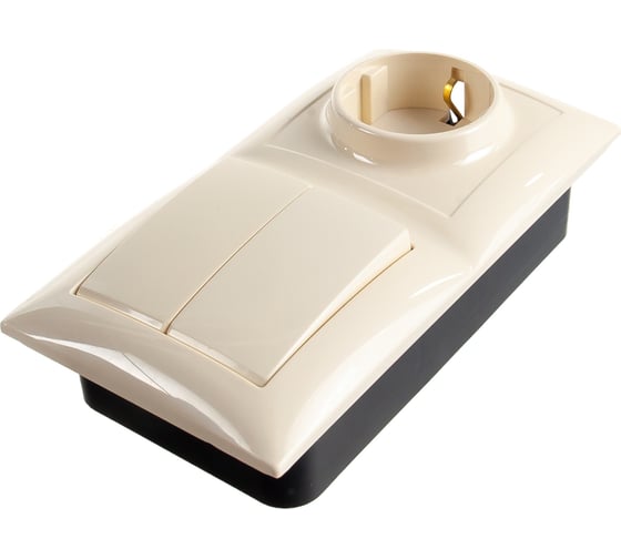 Изображение товара Комбинированный блок Кунцево-Электро СЕЛЕНА скрытой установки выключатель+розетка с з/к и з/ш БКВР-415 с/к 8174