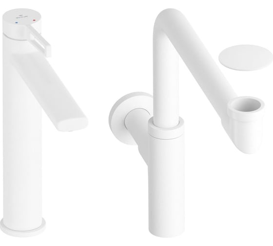 Изображение товара Высокий смеситель для накладной раковины Wellsee ONCE! and forever в наборе 3 в 1 201000120