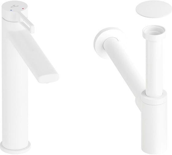 Изображение товара Высокий смеситель для накладной раковины Wellsee ONCE! and forever в наборе 3 в 1 201000040