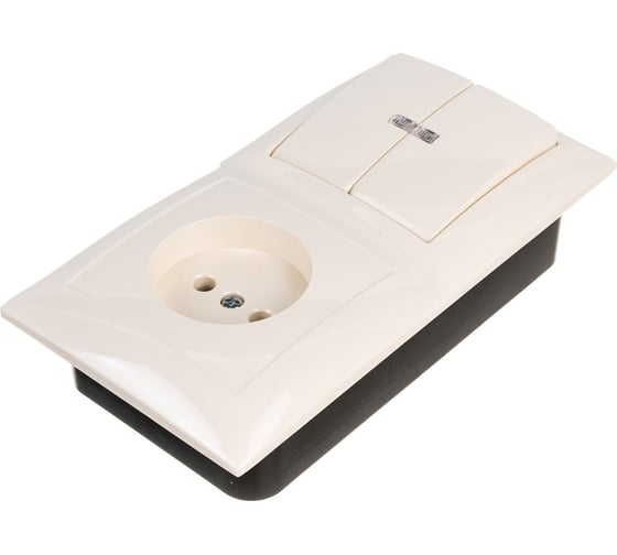 Изображение товара Комбинированный блок Кунцево-Электро СЕЛЕНА скрытой установки выключатель с подсветкой+розетка БКВР-418 с/к 8180