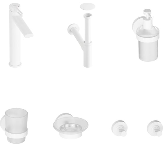 Изображение товара Высокий смеситель для накладной раковины Wellsee ONCE! and forever в наборе 7 в 1 201000335