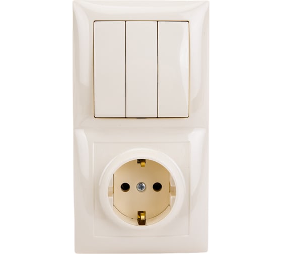 Изображение товара Комбинированный блок Кунцево-Электро СЕЛЕНА скрытой установки выключатель+розетка с з/к БКВР-413 с/к 8178