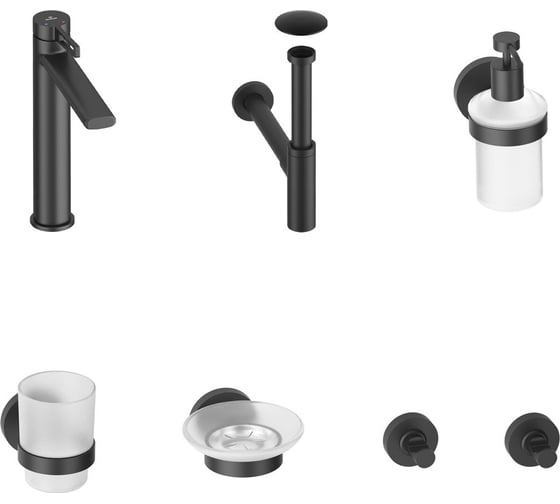 Изображение товара Высокий смеситель для накладной раковины Wellsee ONCE! and forever в наборе 7 в 1 201000332