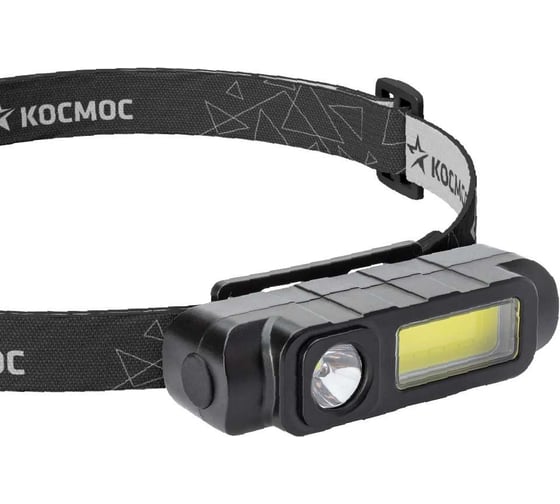 Изображение товара Налобный аккумуляторный фонарь КОСМОС 1ВтLED+3ВтCOBLED/Li-ion 18650 800mAh/ABS-пластик/USB-шнур KOC510Lit
