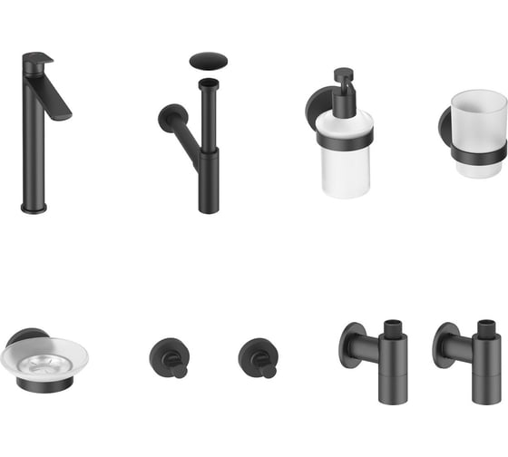 Изображение товара Высокий смеситель для накладной раковины Wellsee ICON! for life в наборе 8 в 1 201000412